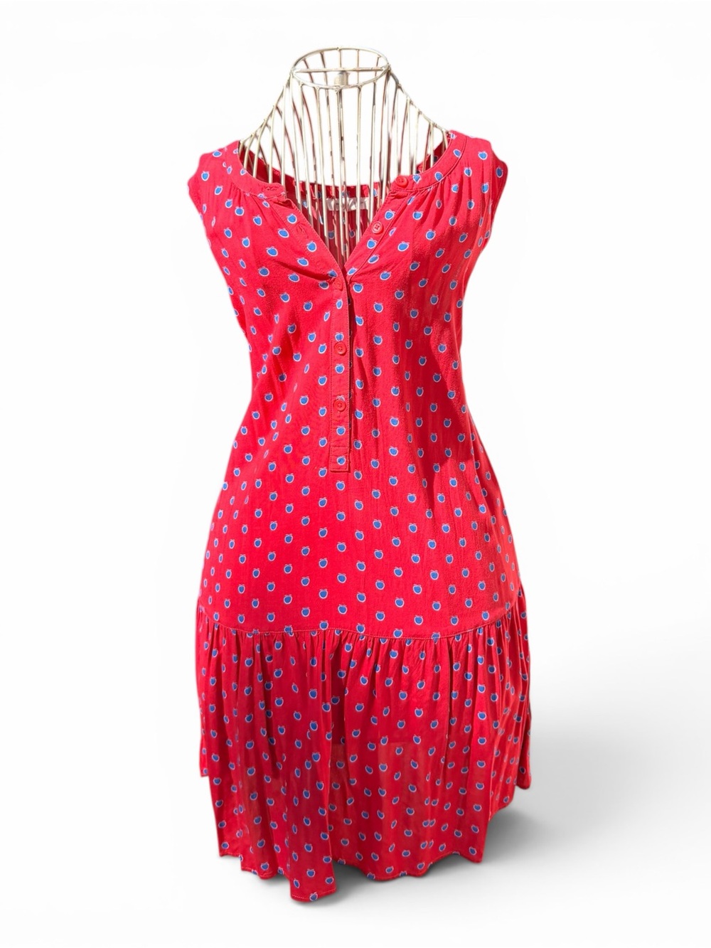 Red and Blue Apple Print Dress